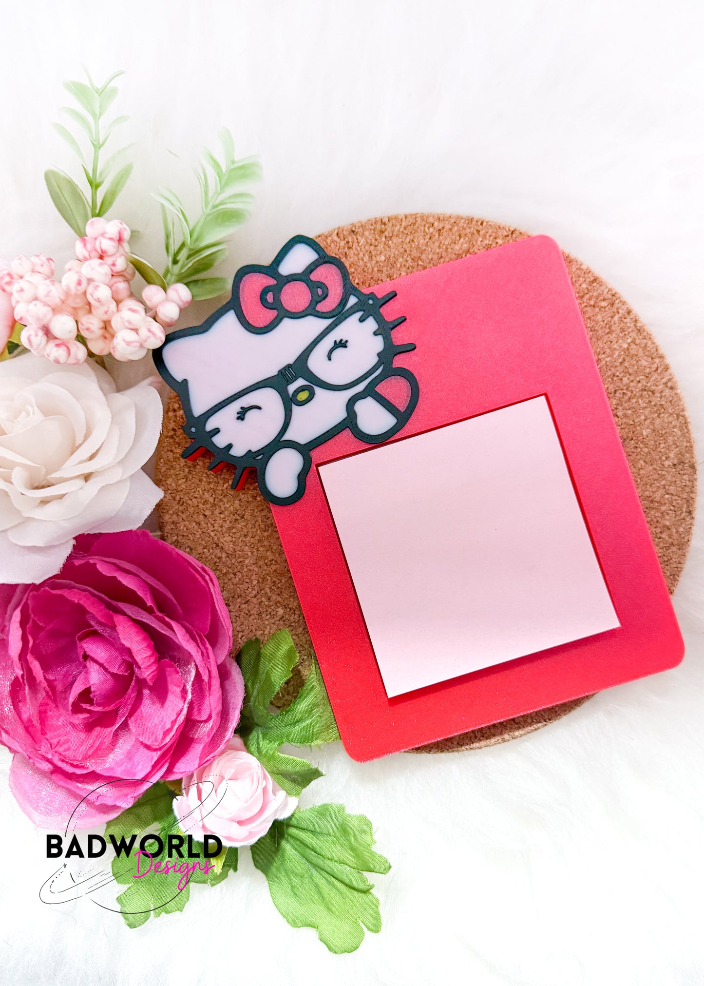 Geeky Kawaii Cat 3D Printed Sticky Note Holder