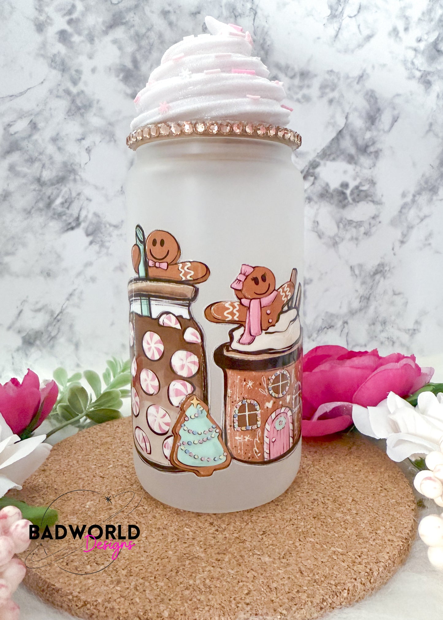 Gingerbread Whipped Glass Can Cup