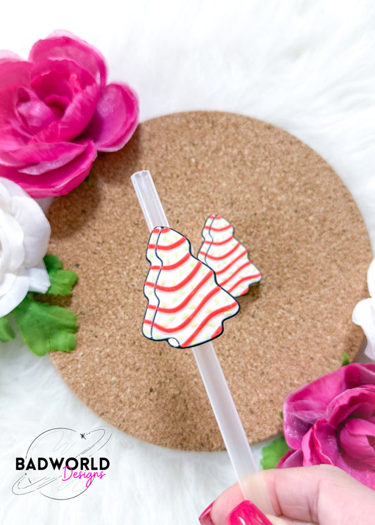 Christmas Tree Snack Cake Straw Topper