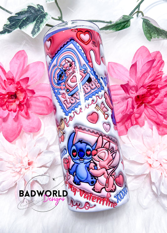 Alien and Angel Love Letter Skinny Tumbler