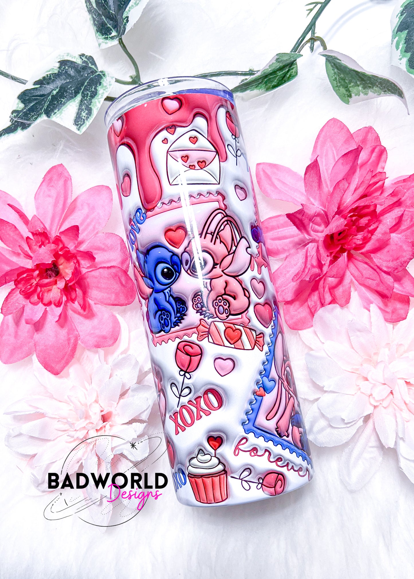 Alien and Angel Love Letter Skinny Tumbler