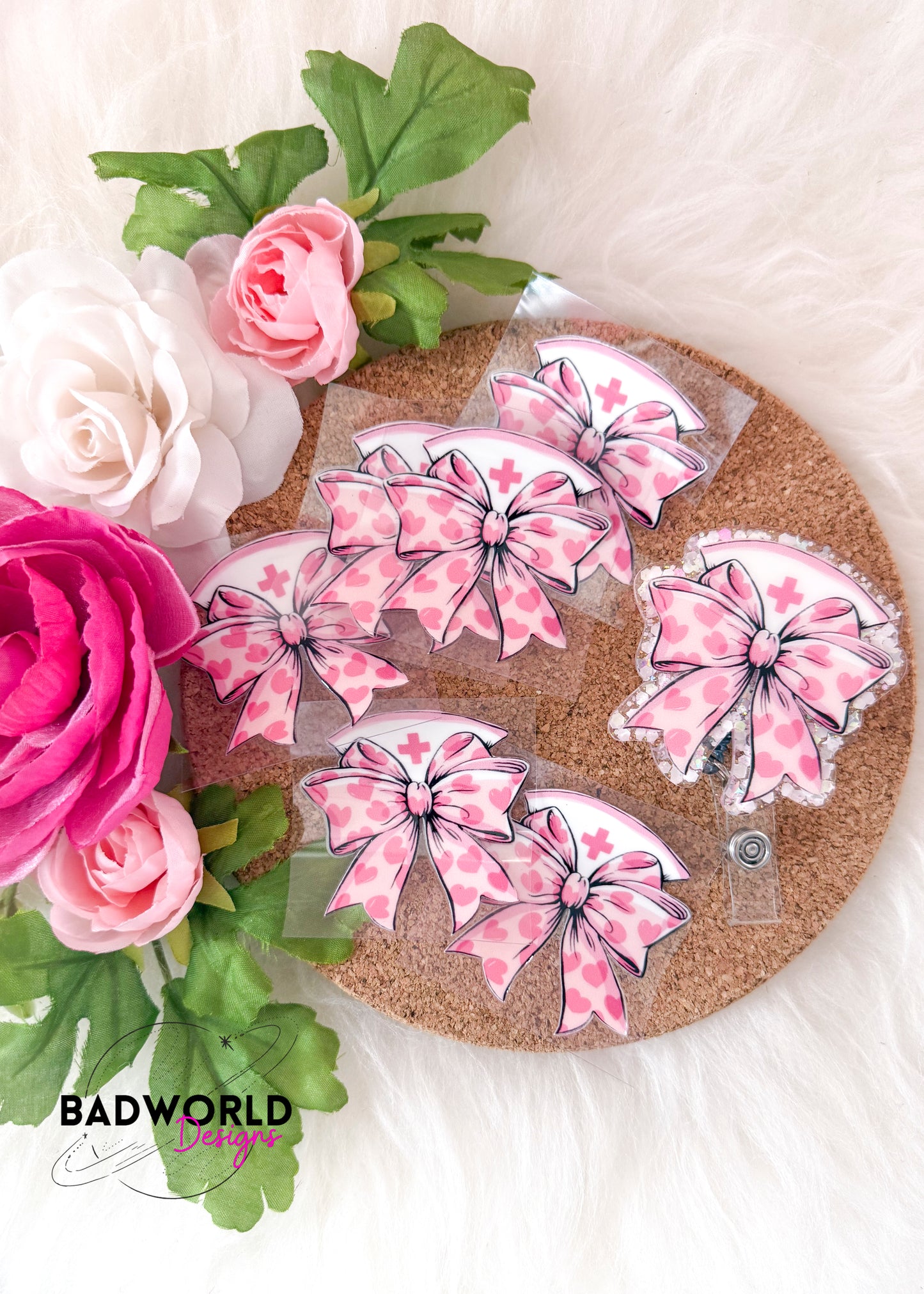 Coquette Nurse Bow Badge Reel Blank Sets