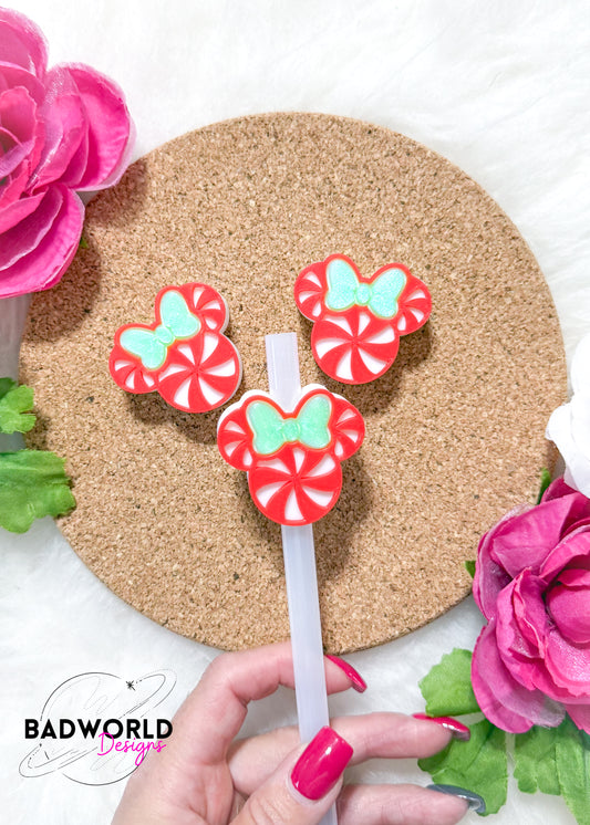 Peppermint Candy Mouse Straw Topper