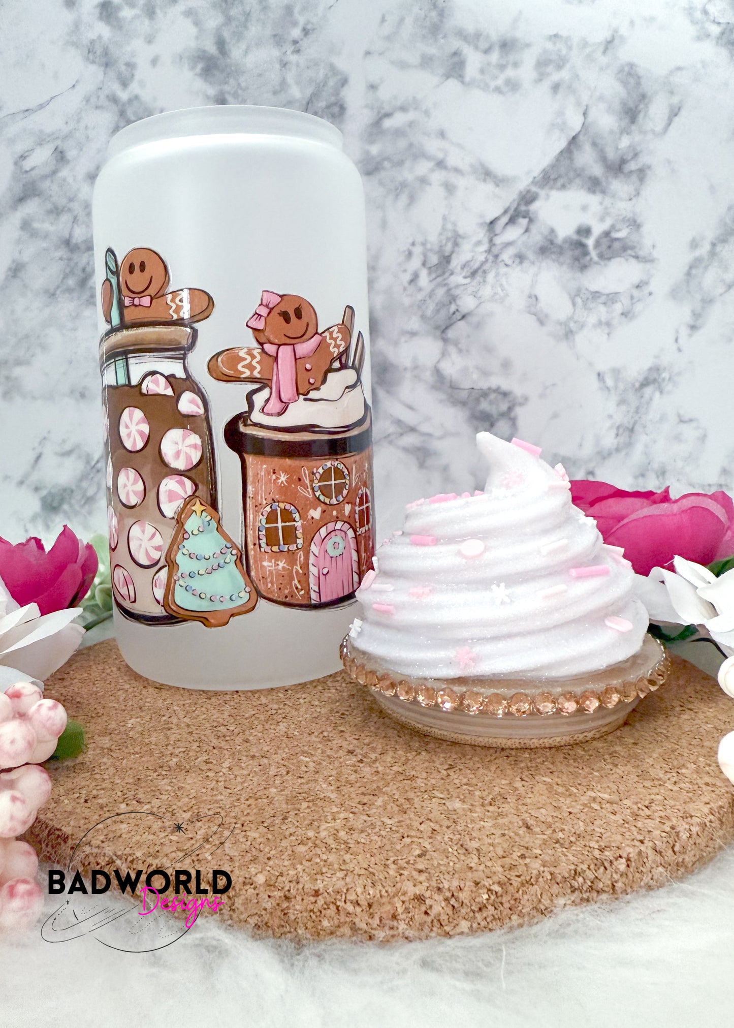 Gingerbread Whipped Glass Can Cup