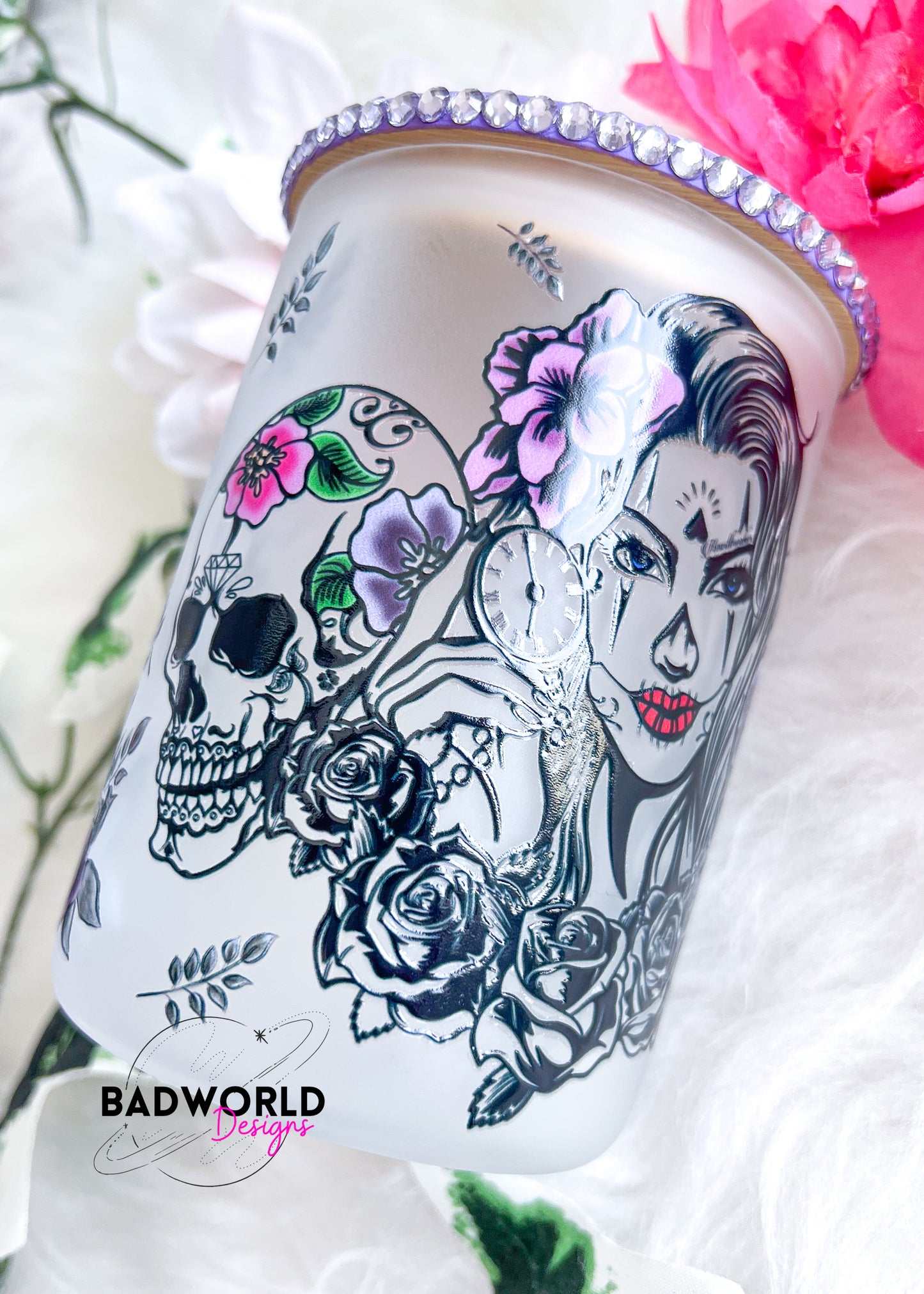 Sugar Skull Babe Glass Mug