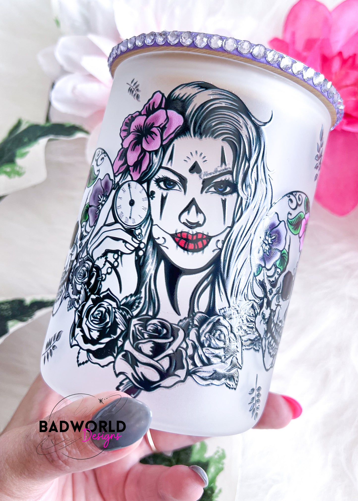 Sugar Skull Babe Glass Mug