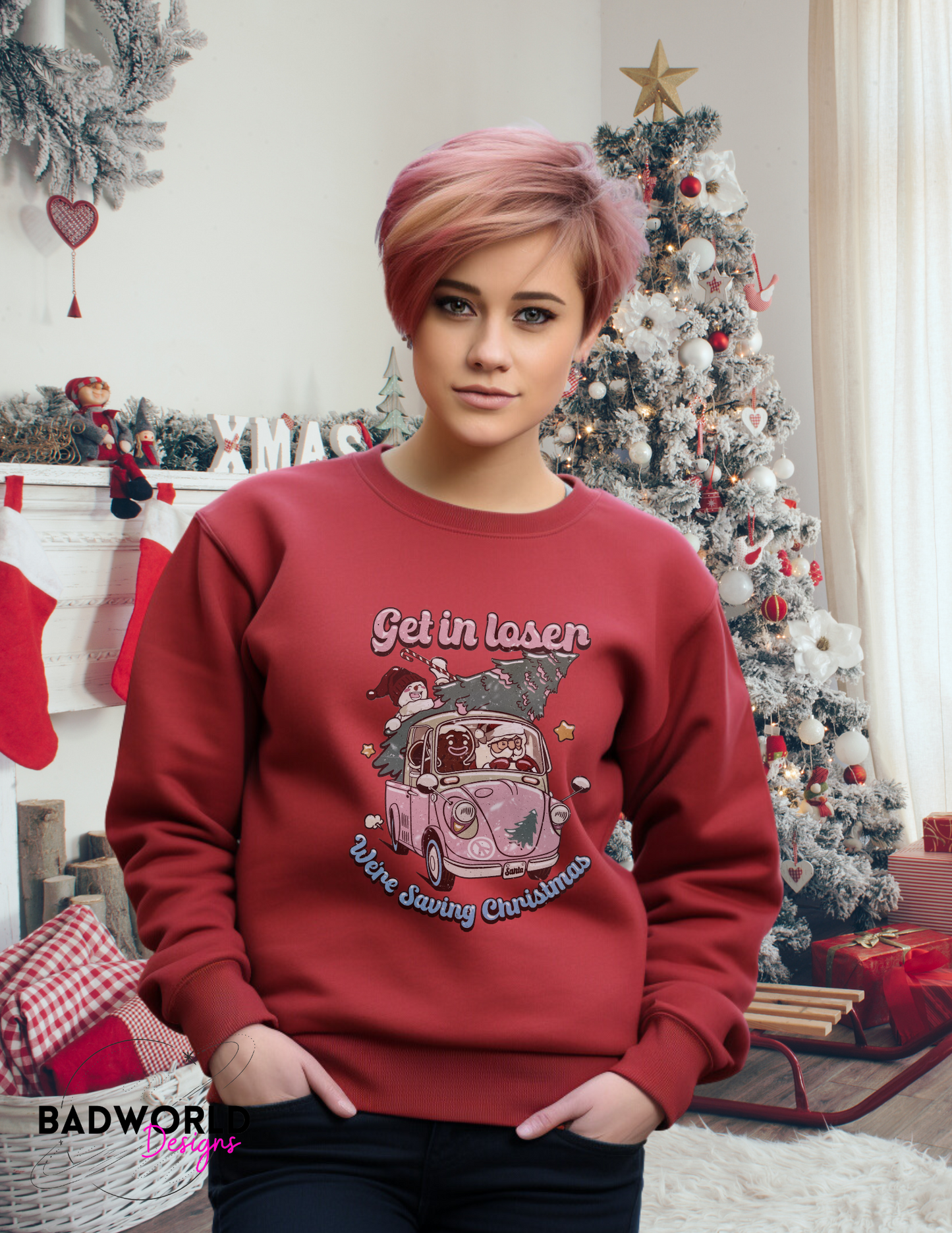 Retro Van Saving Christmas Crewneck Sweater