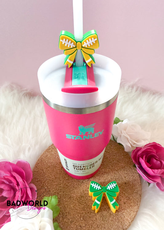 Football Bow Straw Topper