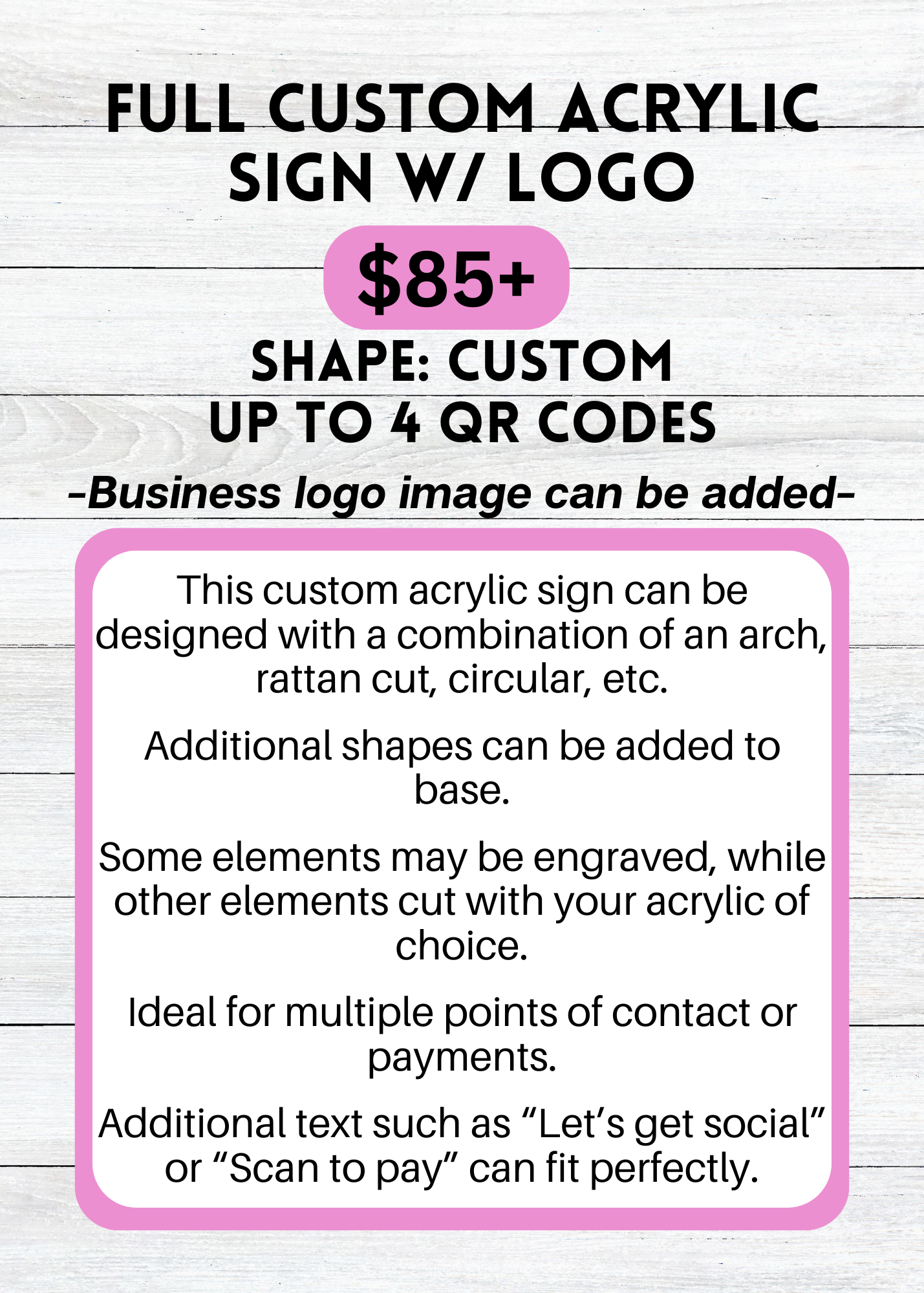 DEPOSIT ONLY - Custom Acrylic Sign