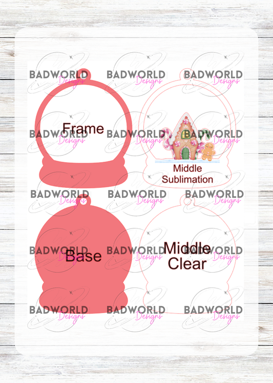 Snowglobe Gingerbread Shaker Ornament - DIGITAL FILE