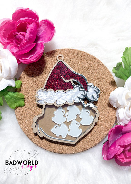 Green Grouch Family Christmas Shaker Ornament - DIGITAL FILE