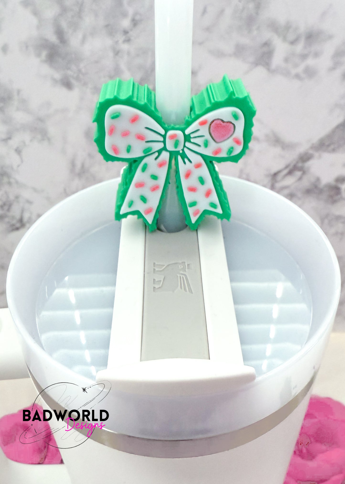 Grinchy Bow Straw Topper