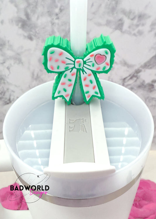 Grinchy Bow Straw Topper