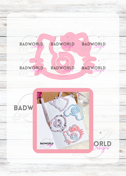 Kawaii Cat Bow Paper Clip Laser Cut File