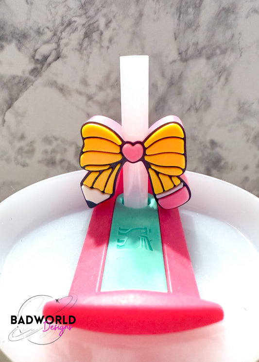 Pencil Bow Straw Topper