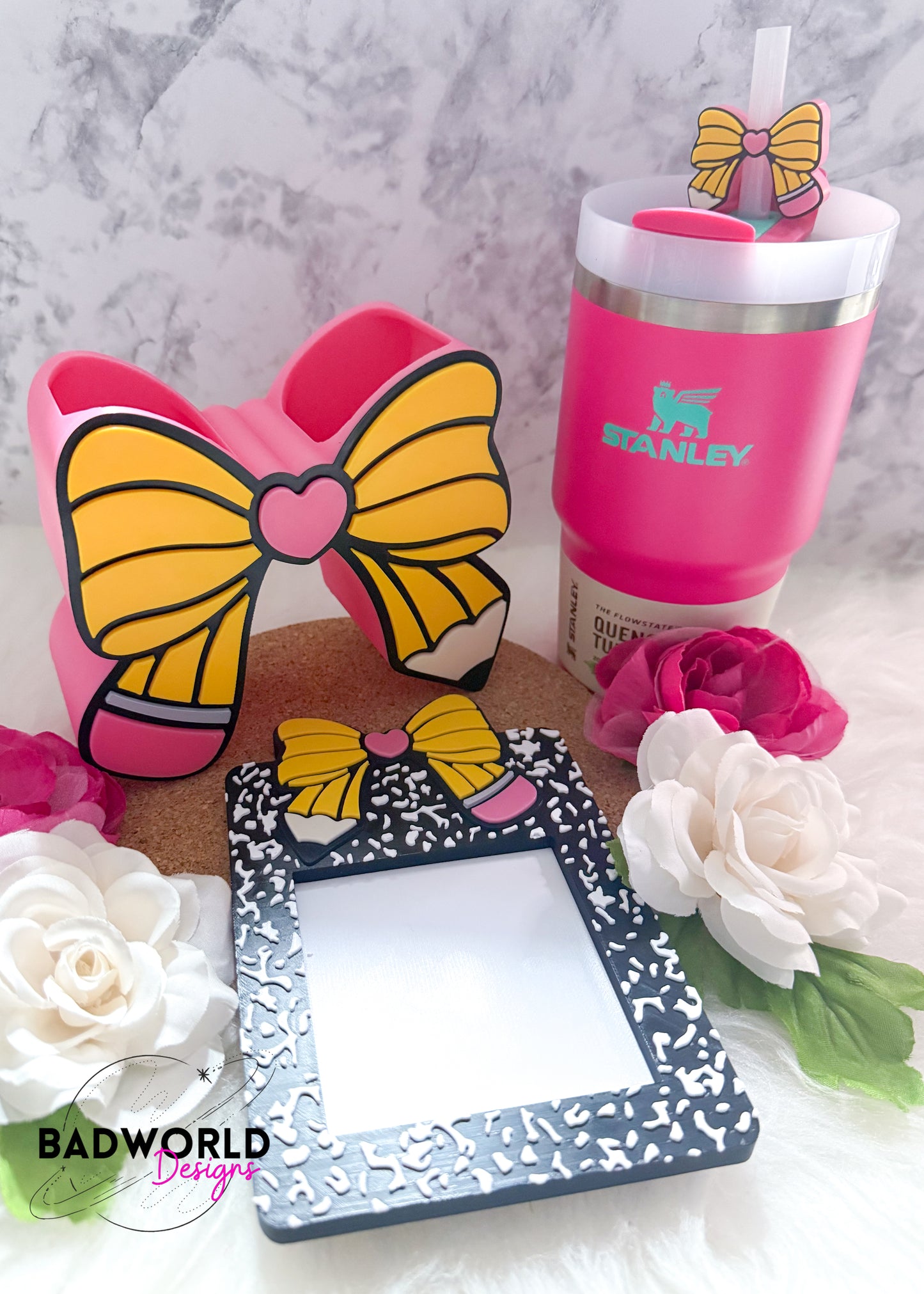 Pencil Bow Straw Topper