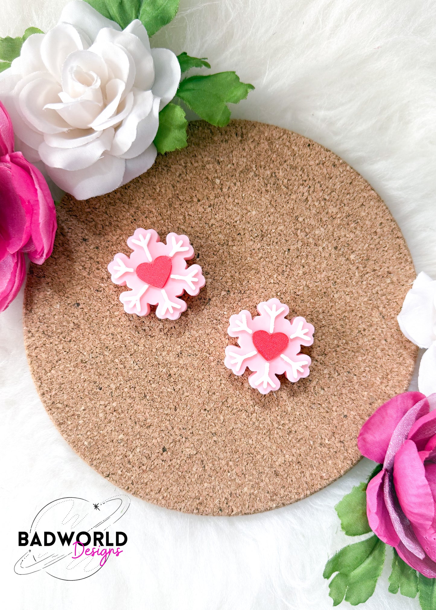 Pink Snowflake Straw Topper