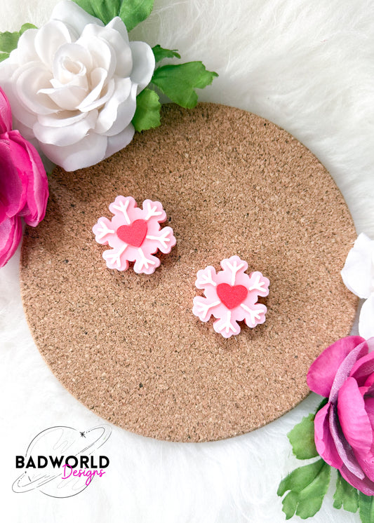 Pink Snowflake Straw Topper