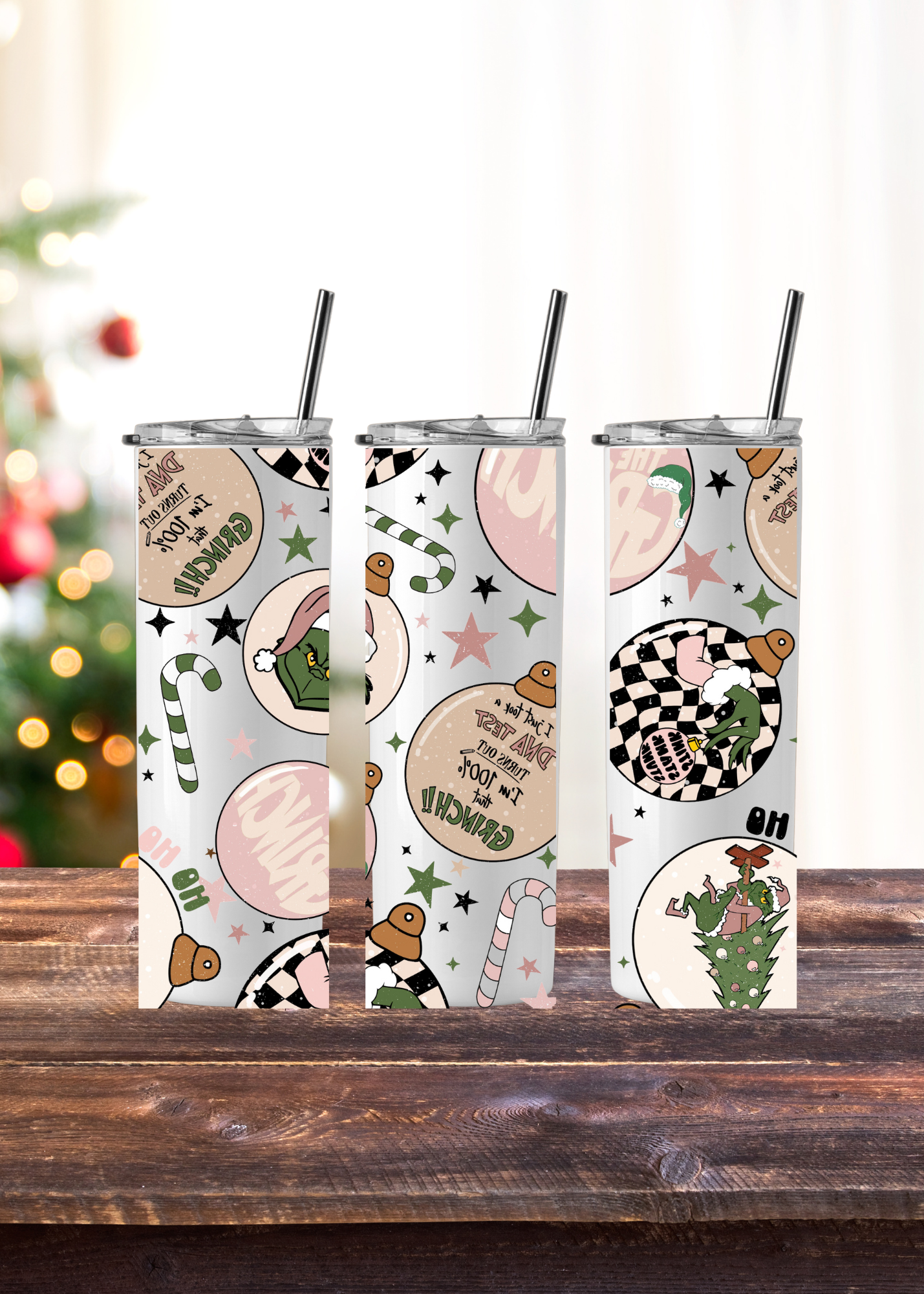 Retro Grinchy Skinny Tumbler