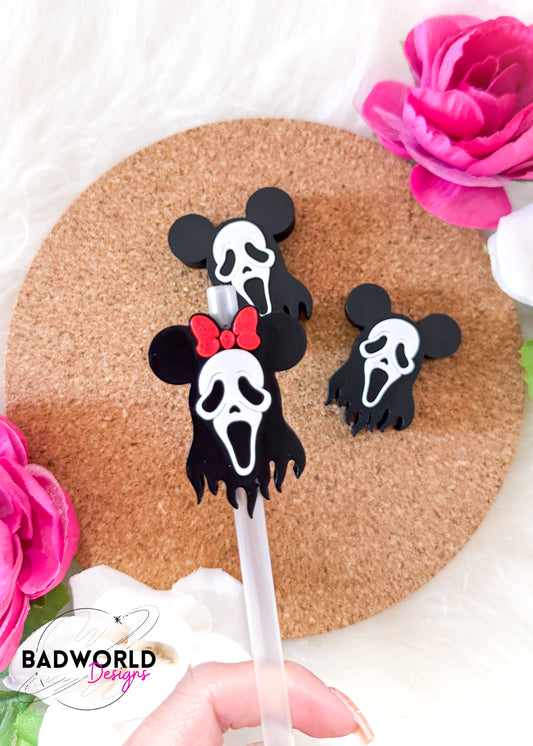 Mouse Ghost Face Straw Topper