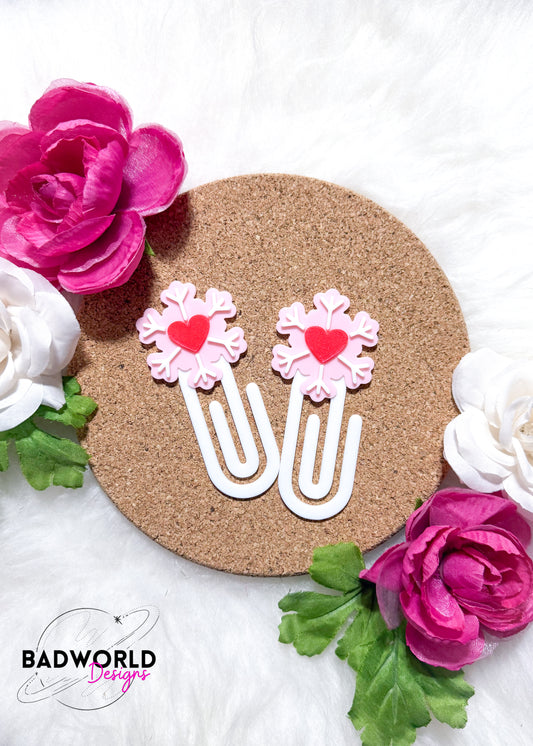 Pink Snowflake Paper Clip