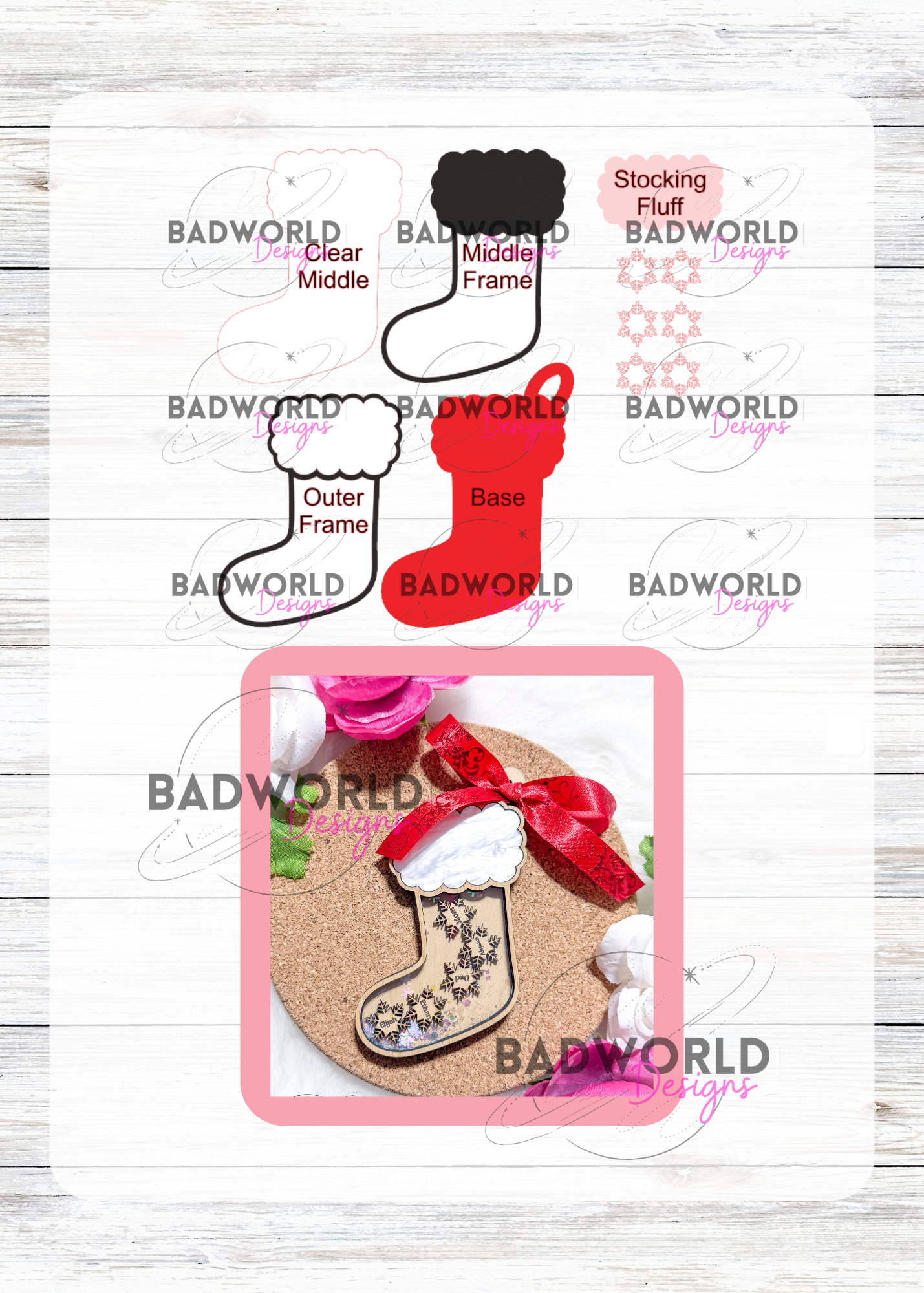 Family Christmas Stocking Shaker Ornament - DIGITAL FILE