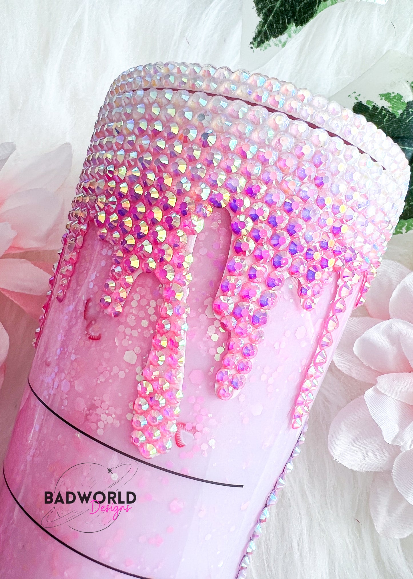 Strawberry Ombré Rhinestone Drip Tumbler