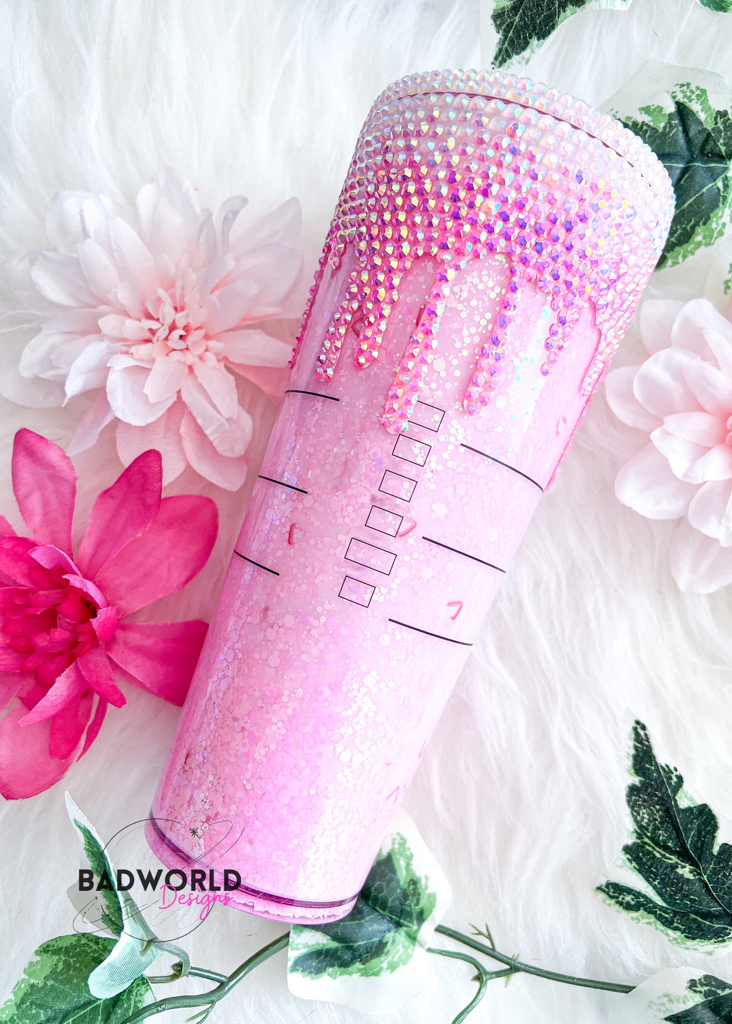 Strawberry Ombré Rhinestone Drip Tumbler