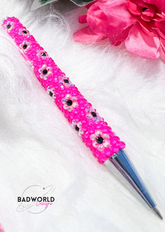 Neon Daisies Rhinestone Gel Pen