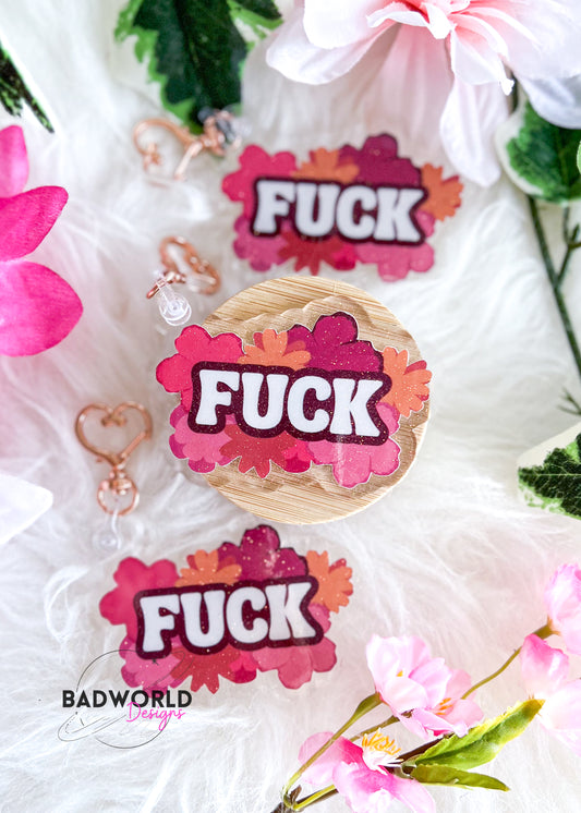 Naughty Floral Acrylic Keychain