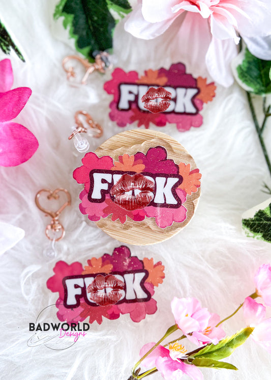 Naughty Floral Acrylic Keychain