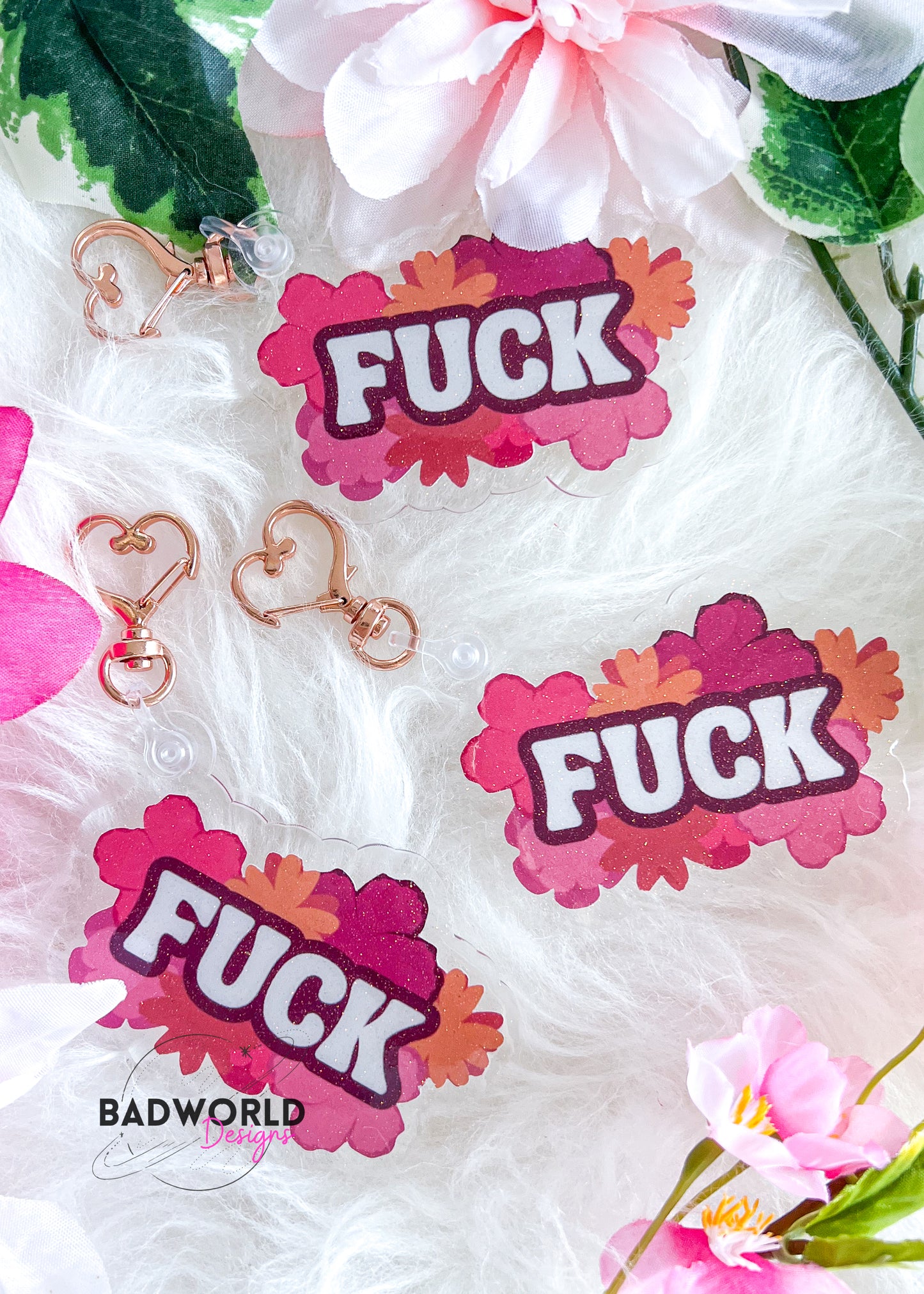 Naughty Floral Acrylic Keychain