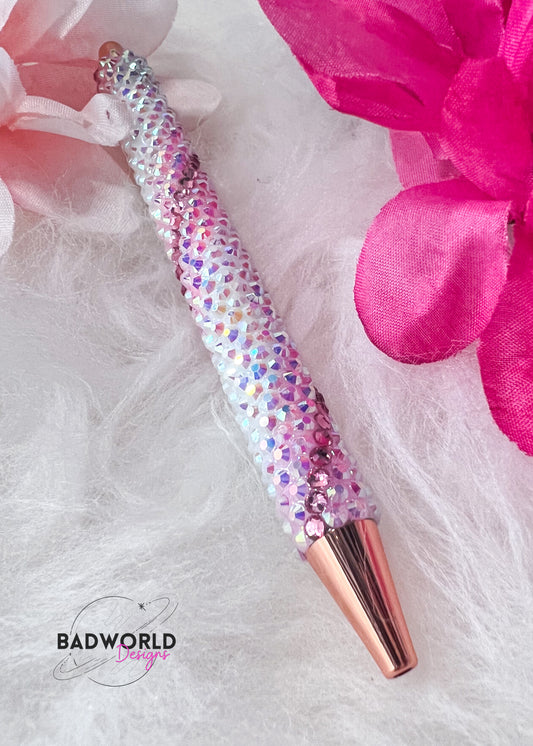 Pink Candy Cane Strip Bling Pen