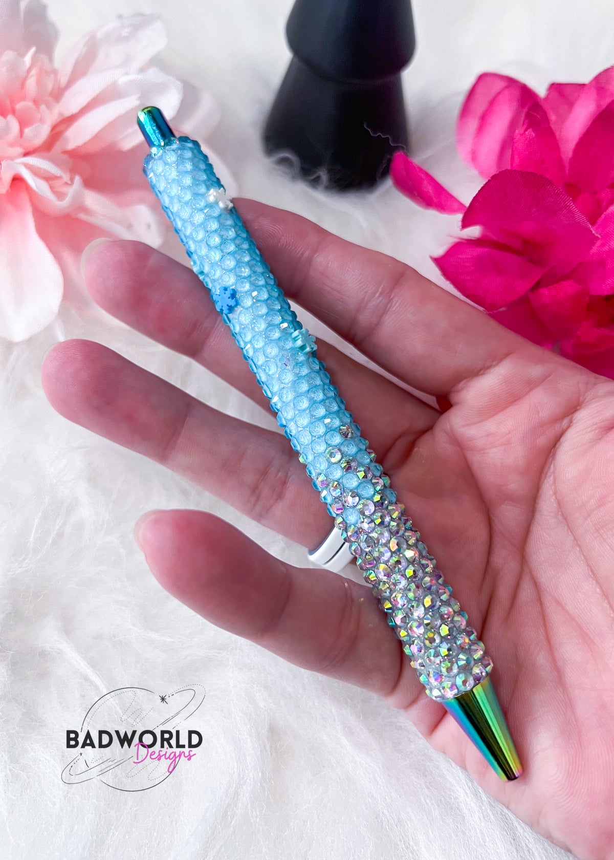 Blue and Crystal Ombre Snowflake Bling Pen