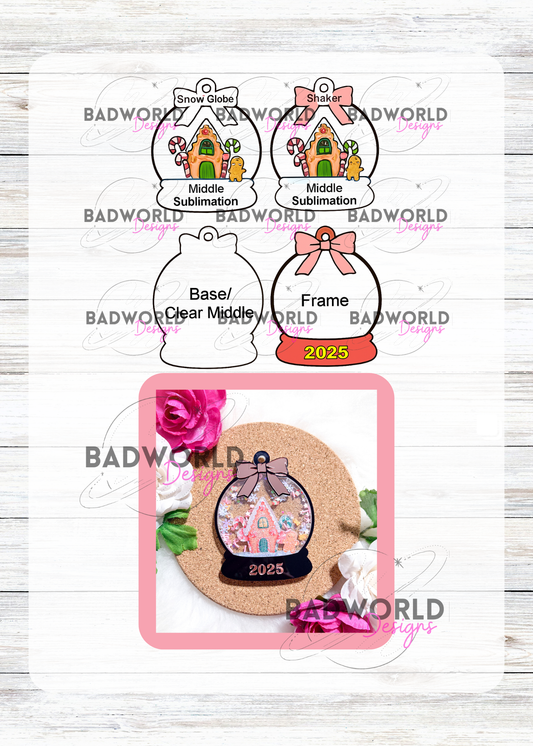 Snowglobe Gingerbread Shaker Ornament - DIGITAL FILE