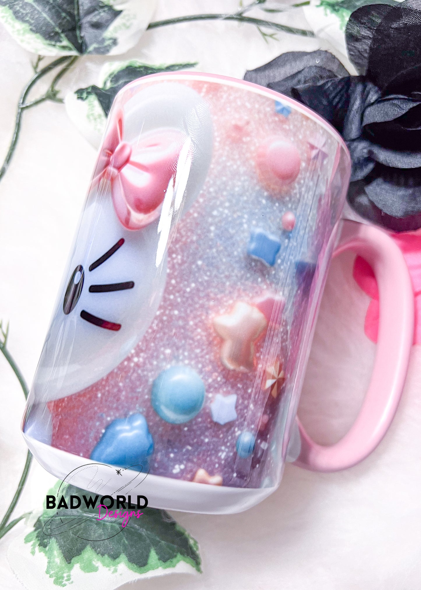 3D Kawaii Pink Handle Mug