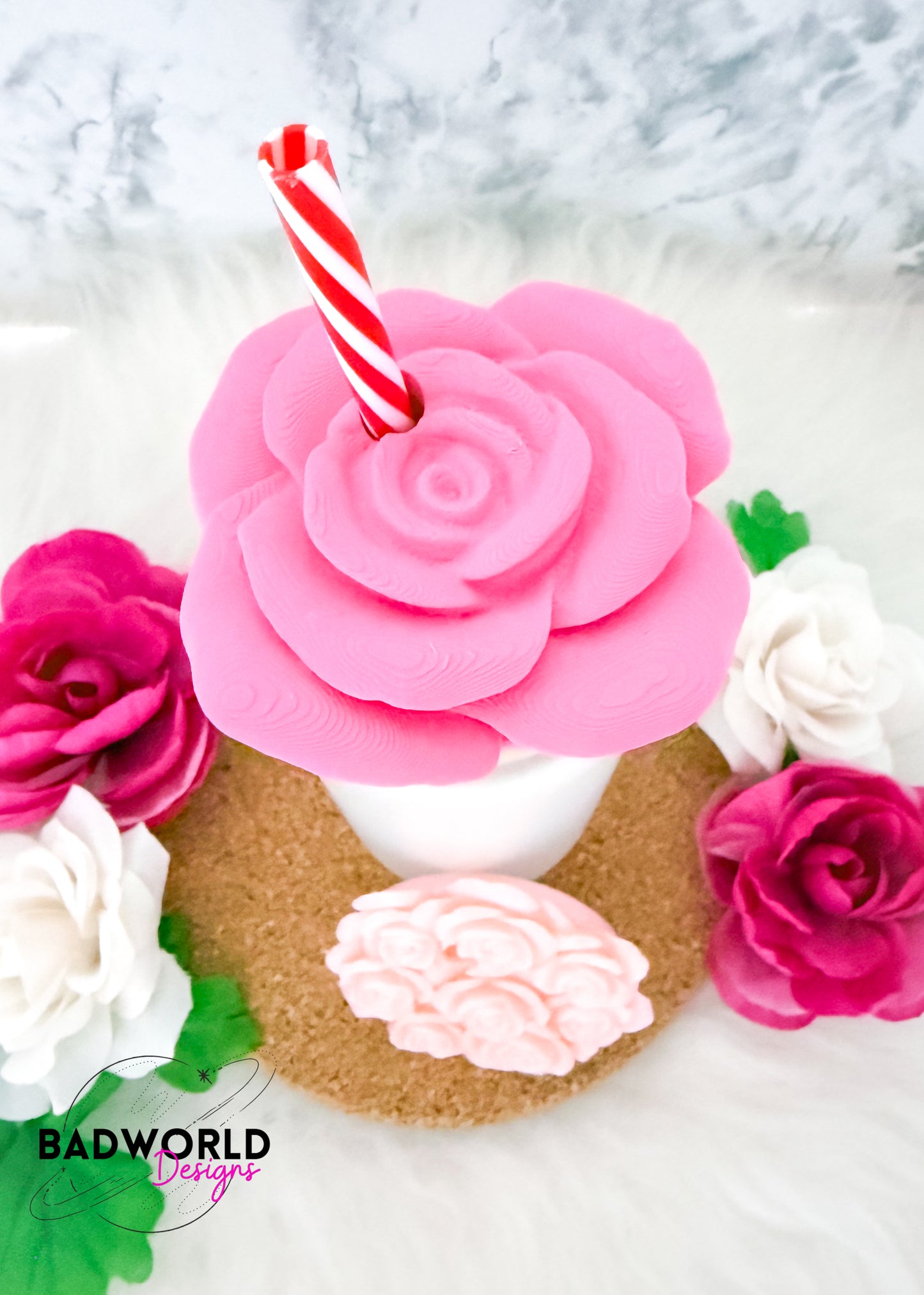 Rose or Bouquet of Roses Bamboo Lid Topper