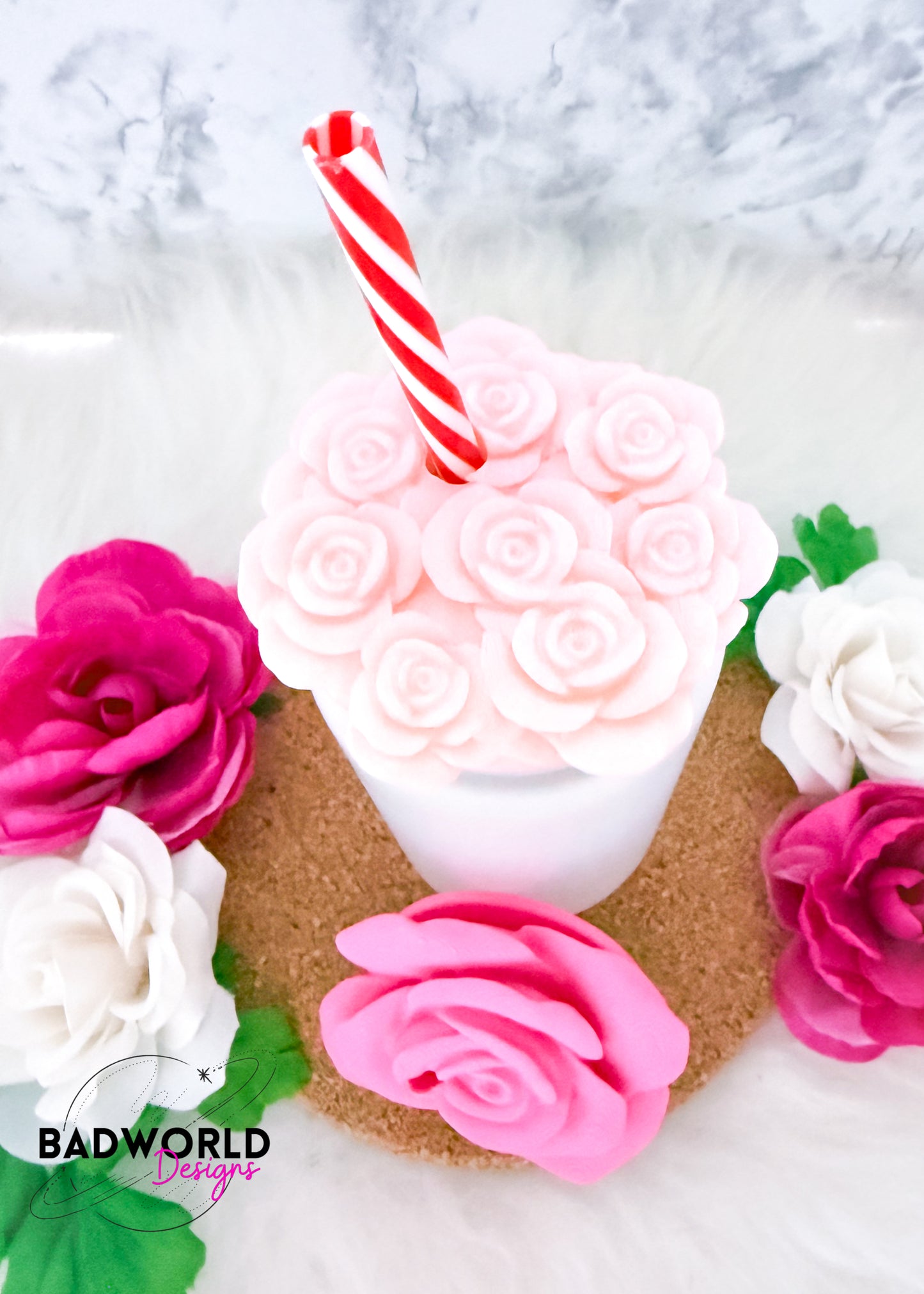 Rose or Bouquet of Roses Bamboo Lid Topper