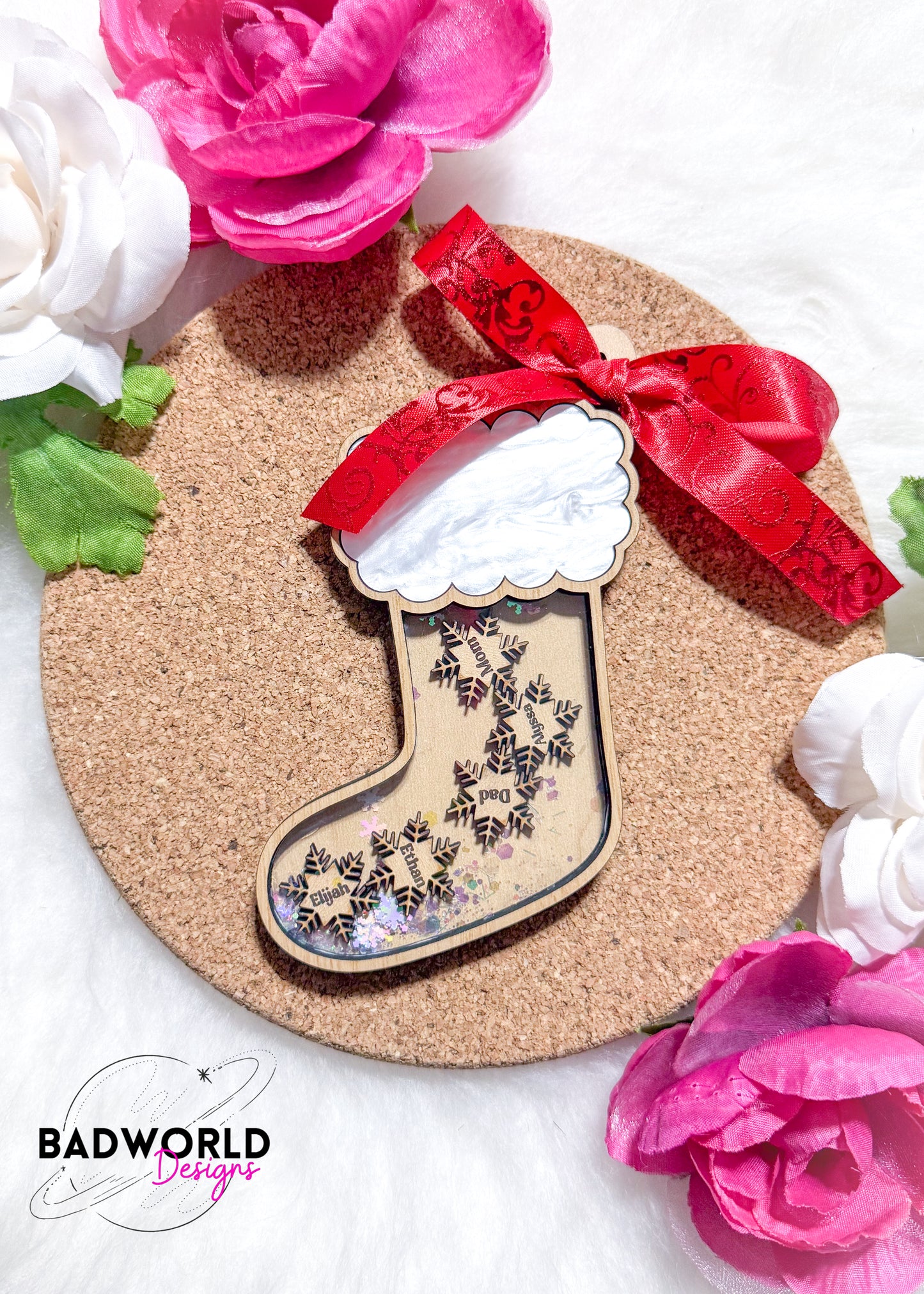 Family Christmas Stocking Shaker Ornament - DIGITAL FILE