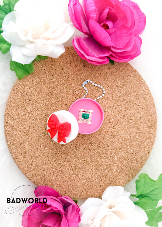 VDay Knitted Bow Fidget Clicker Keychain