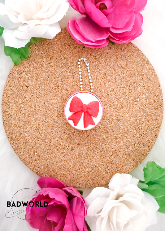 VDay Knitted Bow Fidget Clicker Keychain