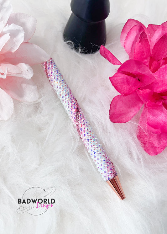 Pink Candy Cane Strip Bling Pen