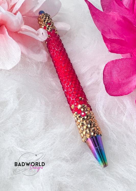 Red and Gold Ombre Bling Pen