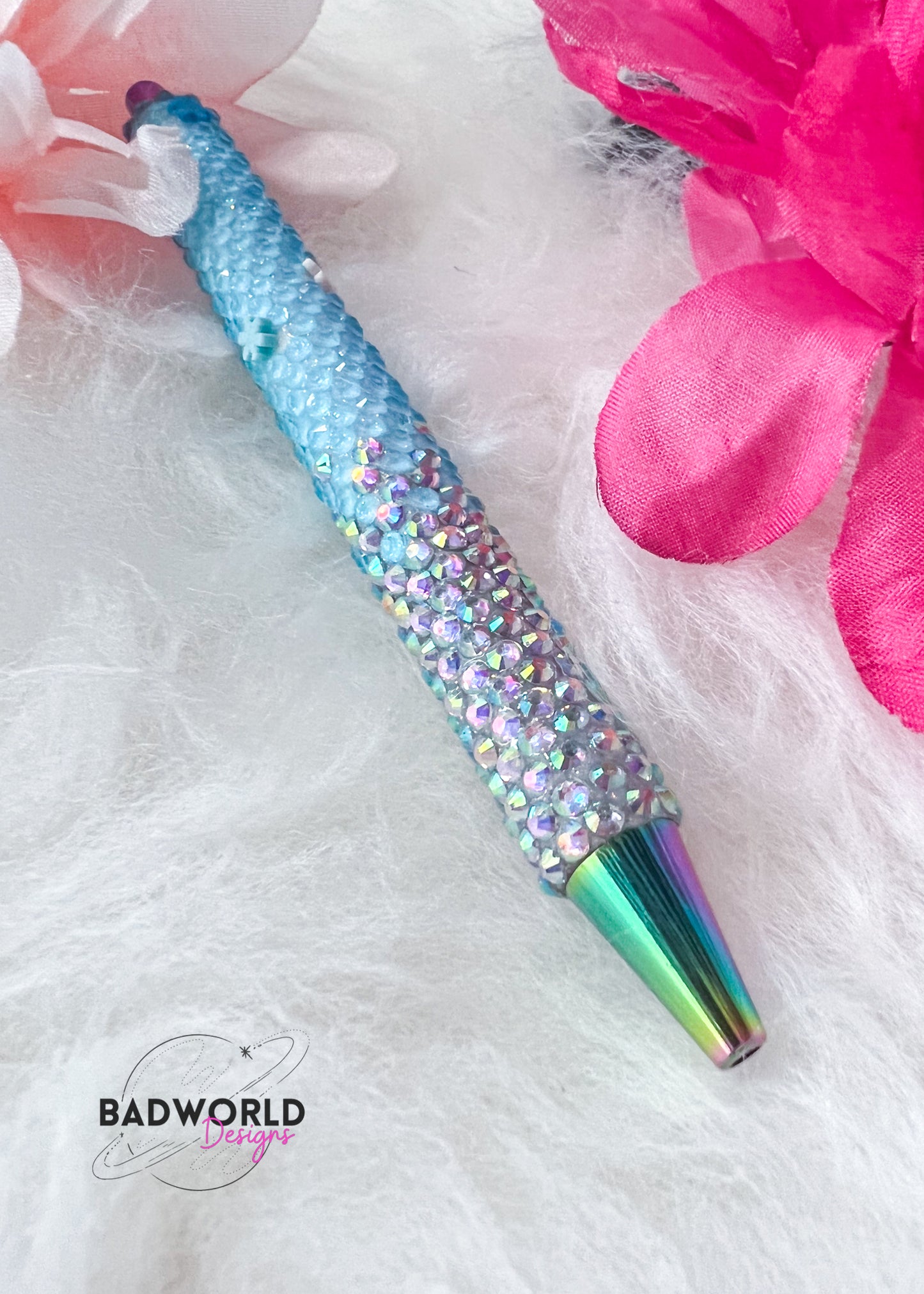 Blue and Crystal Ombre Snowflake Bling Pen