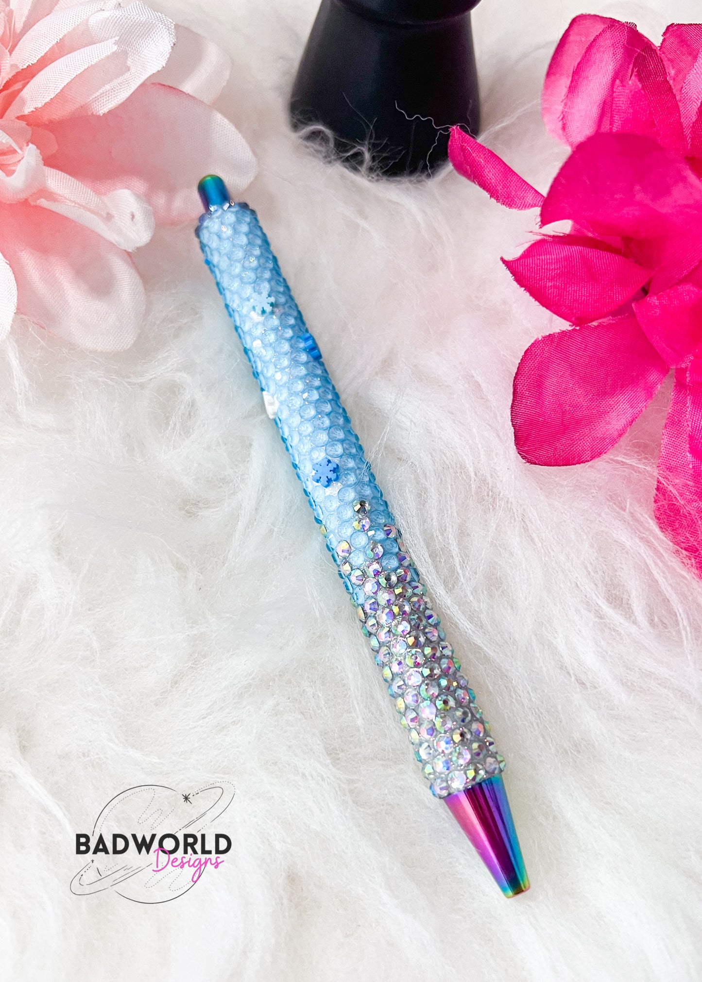 Blue and Crystal Ombre Snowflake Bling Pen